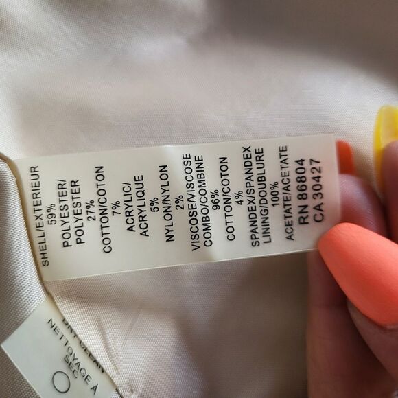 Magaschoni Beige Tweed Full or Crop Blazer, White Trim Size Small - Picture 14 of 15